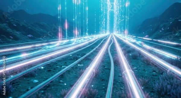 Obraz Plasma-Based Internet Backbone Beneath the Ocean Floor