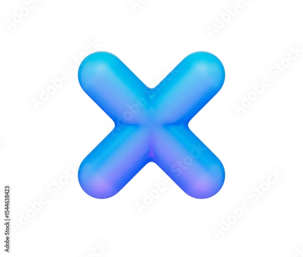 Fototapeta A sleek multiplication symbol with a smooth, matte blue finish and soft lighting. 3d illustration
