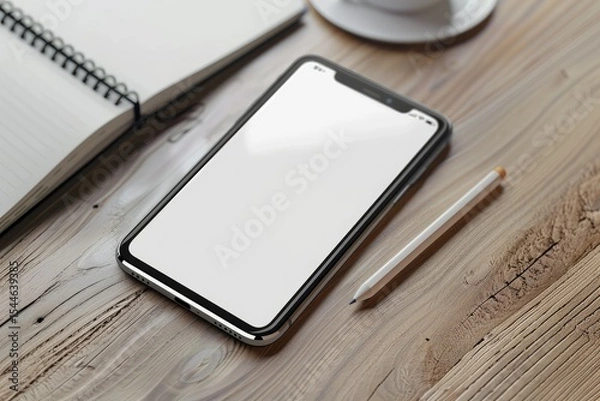 Fototapeta Flawless Picture of Mockup Smartphone Pencil and Notebook Vector Design