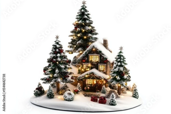 Fototapeta Charming Christmas Experiences Isolated on White Background, Depth of Field