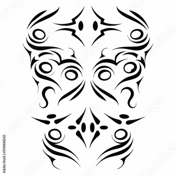 Obraz Design a tribal chest plate tattoo layout; incorporate geometric patterns, bold lines, and symbolic elements.  Consider Maori, Polynesian, or Celtic influences.