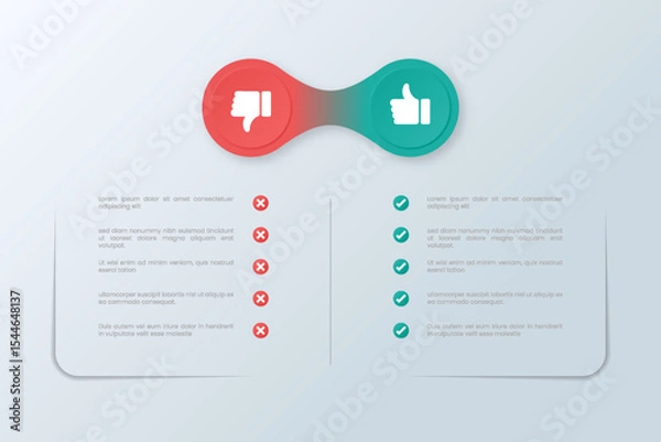 Fototapeta Dos and don'ts infographic. Comparison Infographic Design Template