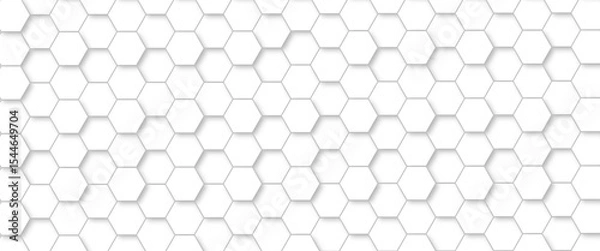 Fototapeta Abstract background with white color hexagons and seamless pattern vector design . luxury white pattern geometric mesh cell texture .honeycomb 3d background texture design .