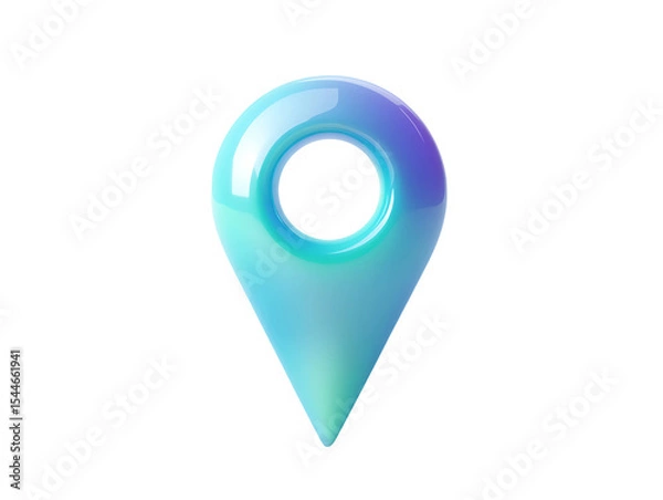 Fototapeta Glossy 3D Location Pin Icon on Transparent Background