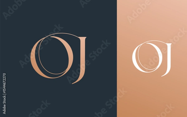 Obraz Initial letter OJ JO logo design vector illustration for couple, wedding, and business