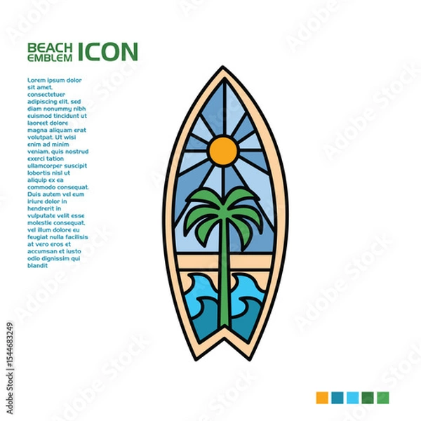 Fototapeta Beach and mountain vector icon is good for use in property or t-shirt and logo designs