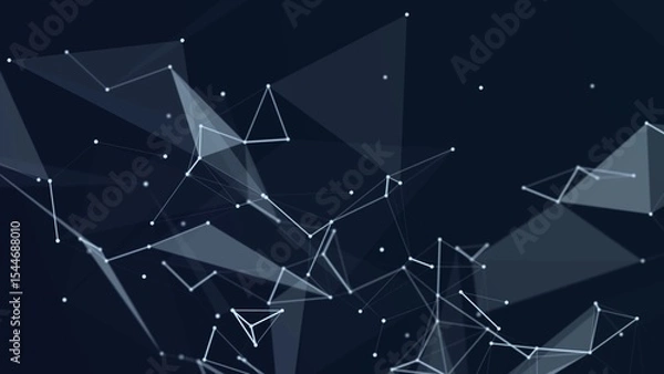 Fototapeta Abstract polygonal space with connecting dots and lines. Dark background. Connection structure. 3d	