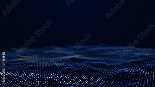 Fototapeta Digital technology background. Dynamic wave of glowing particles. Abstract background. 3d rendering.	