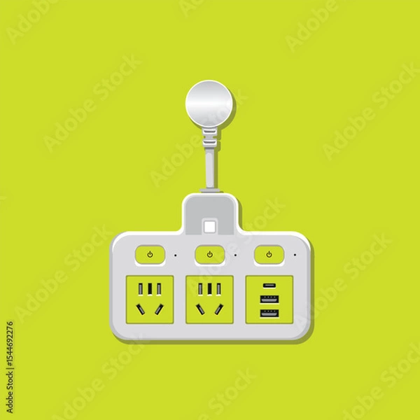 Fototapeta Electrical tools 3 Slots power vector art, graphic icon illustration with background