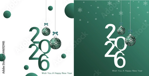 Obraz Happy new year 2026, Set of 2026 Happy New Year logo text design. 2026 number design template. Collection of 2026 Happy New Year card, cover, poster. Vector illustration.