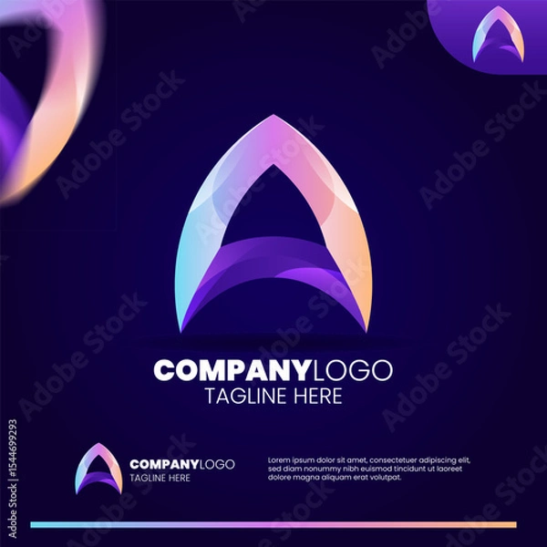 Fototapeta Abstract initial letter A gradient logo design