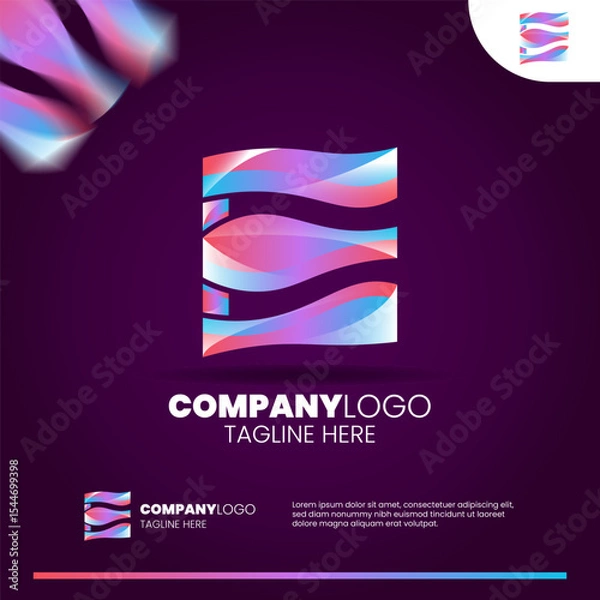 Fototapeta Abstract initial letter E gradient logo design