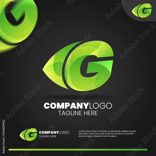 Obraz Abstract initial letter G green gradient logo design