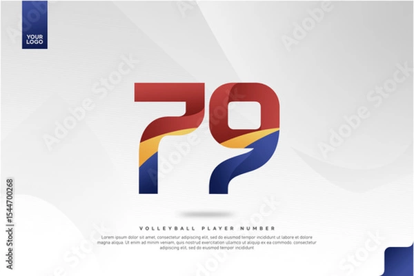 Fototapeta Modern Gradient Sport Number 79 Design for Volleyball Jersey on Minimal White Background