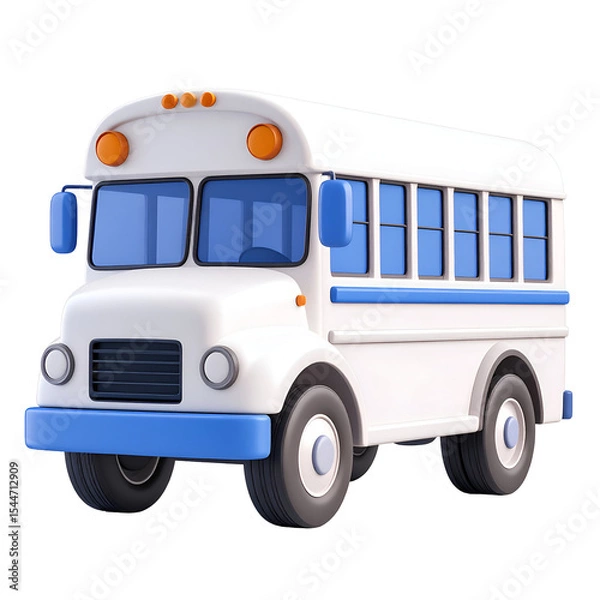 Fototapeta Classic school bus isolated on transparent background: 3d rendering