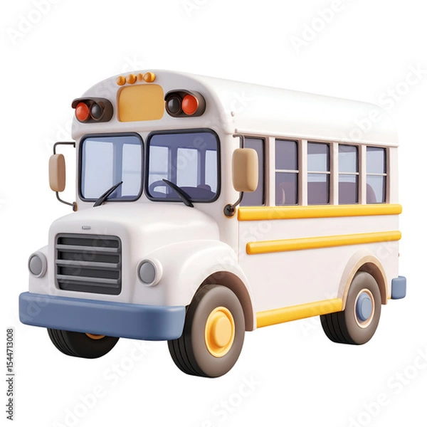 Fototapeta Classic school bus 3d rendering on transparent background