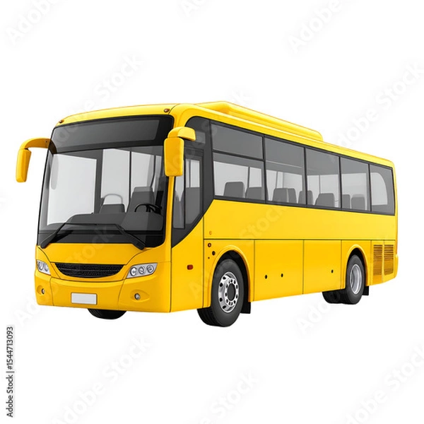 Fototapeta Big yellow coach bus isolated on transparent background