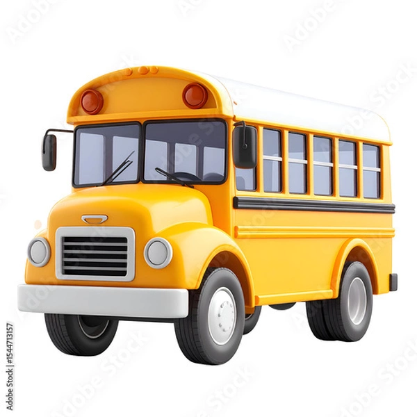 Fototapeta Classic yellow school bus isolated on transparent background