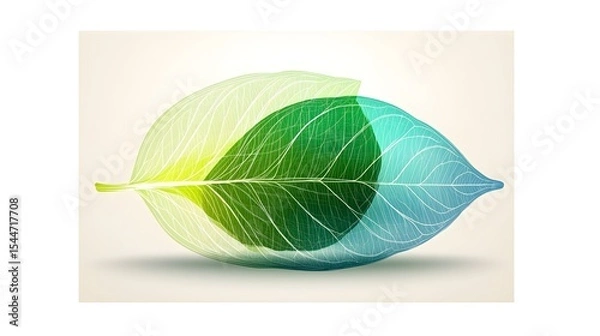 Fototapeta Green leaf design, overlapping, nature background, eco concept