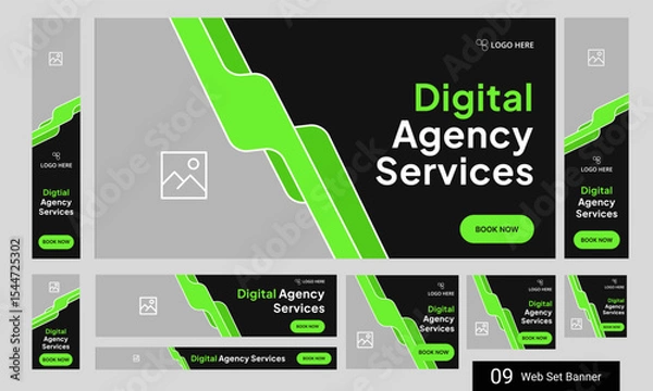 Fototapeta Web bundle banner design for social media post, digital marketing agency web set banner design, fully customizable vector eps 10 file format