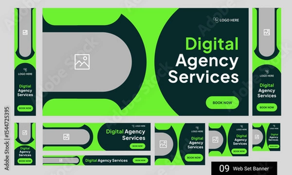 Fototapeta Web bundle banner design for social media post, digital marketing agency web set banner design, fully customizable vector eps 10 file format