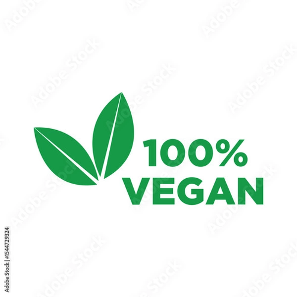 Fototapeta 100% Vegan Green Symbol Icon Vector