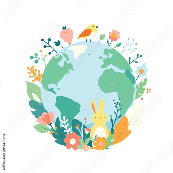 Fototapeta Planet Surrounded by Animals and Nature
