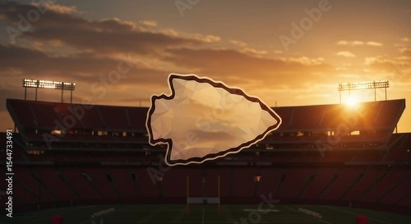 Fototapeta Arrowhead over stadium at sunset