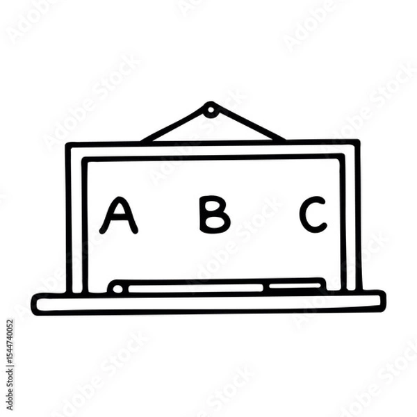 Obraz A simple blackboard with letters A, B, and C written on it. The blackboard is framed and hanging on a wall, suitable for educational settings.