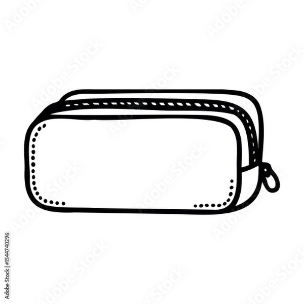 Fototapeta A simple, empty pencil case with a zipper. The design is minimalistic, featuring a rectangular shape and a small loop for easy carrying.