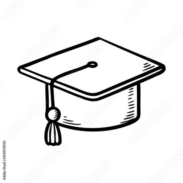 Obraz A simple illustration of a graduation cap, commonly associated with academic achievement and ceremonies. The cap features a tassel and a flat top.