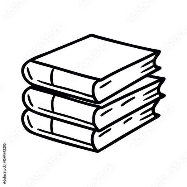 Obraz Three stacked books with simple outlines. The books are closed and have a classic design, suitable for educational or literary themes.