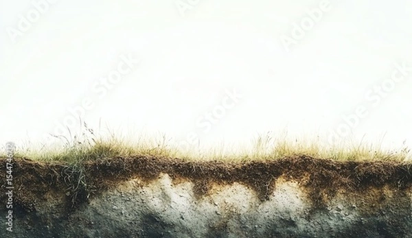Fototapeta Sparse grass landscape with a light background.
