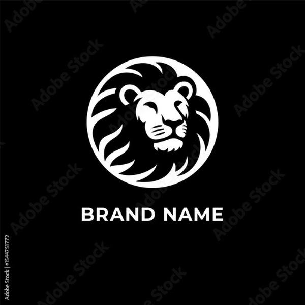 Fototapeta Bold lion head logo in circular emblem for luxury branding and powerful business identity design 