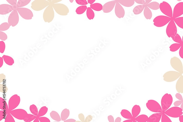 Obraz Pink floral petal frame vector illustration with soft pastel colors and light background, place for a text