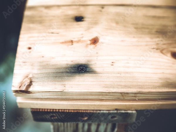 Obraz the black self-tapping screw is screwed into the wood