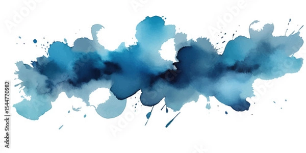 Obraz Abstract blue watercolor texture evoking sky and clouds with ink splashes
