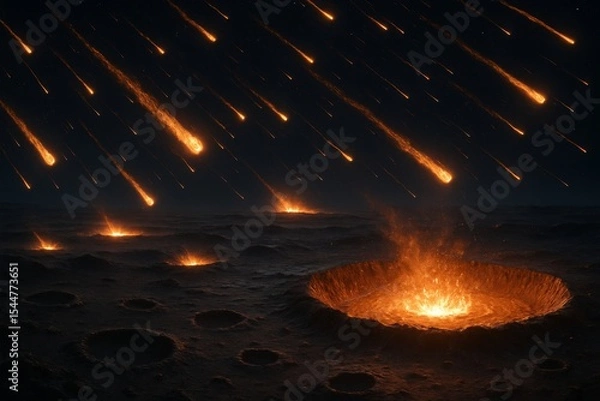 Obraz Alien Meteor Shower Over Barren World