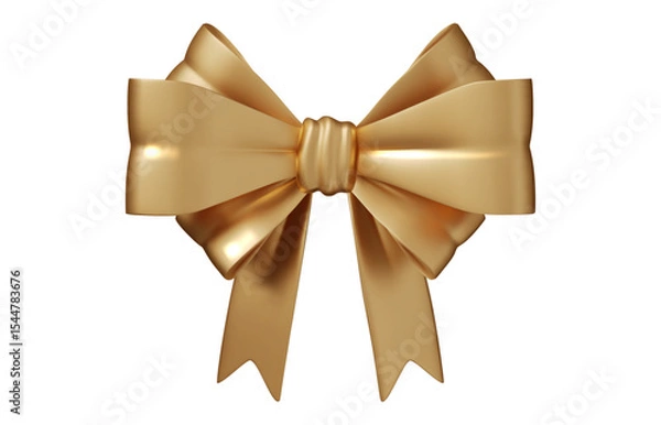Obraz Gold bow realistic design. Isolated gift bows on background. Decorative festive element for Christmas and New Year decoration or birthday party PNG