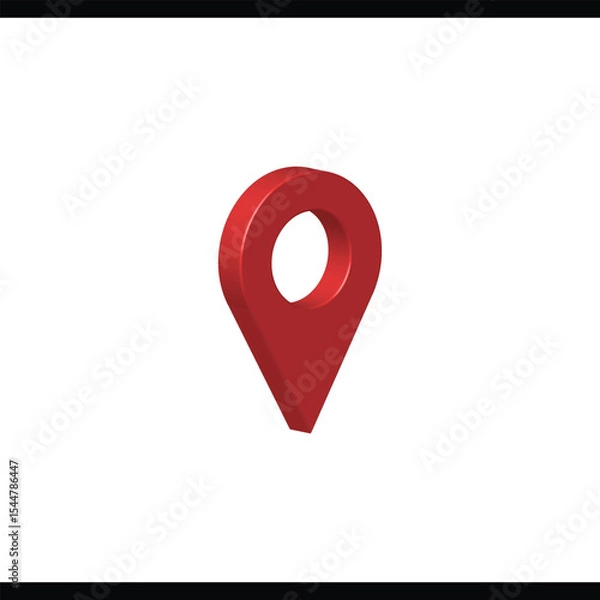 Fototapeta 3D Red Location Pin Icon – GPS Map Pointer for Navigation and Direction