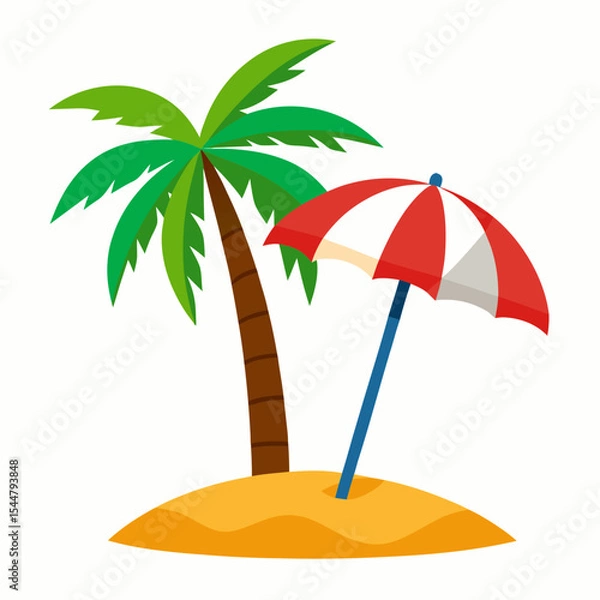 Obraz tropical beach with umbrella