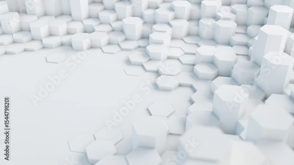 Obraz Hexagonal technology abstract background. White futuristic hexagon honeycomb. 3d illustration