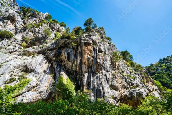 Obraz Sheer limestone cliff in Agali Gorge sunlight