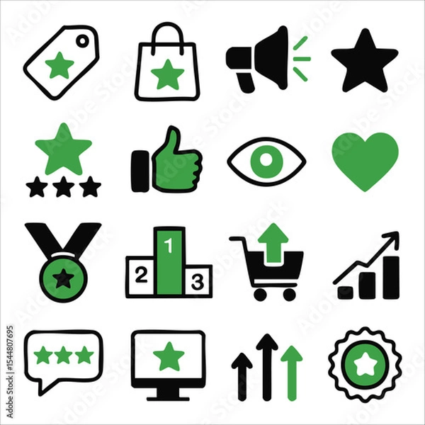 Obraz Digital Marketing Social Feedback Icon Set