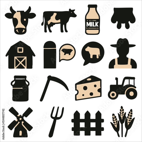 Obraz  Agriculture and Farming Icons Set