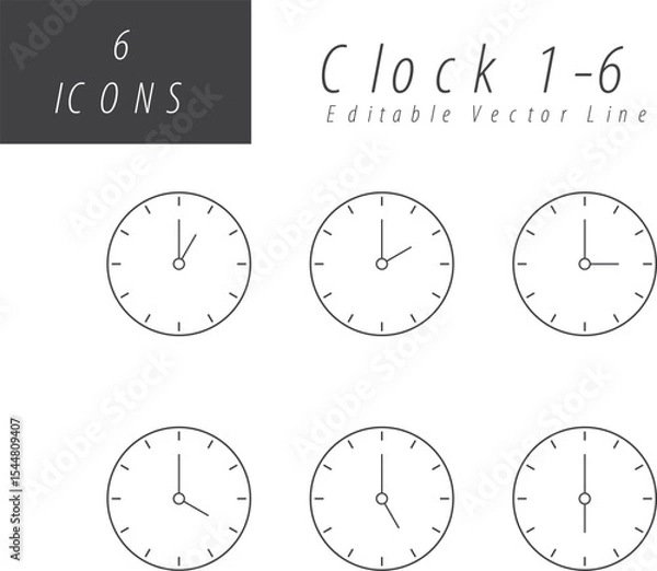 Fototapeta Time and Clock Line Icons, Editable Lines vector icons