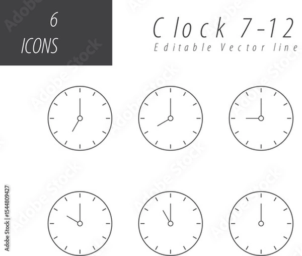 Fototapeta Time and Clock Line Icons, Editable Lines vector icons
