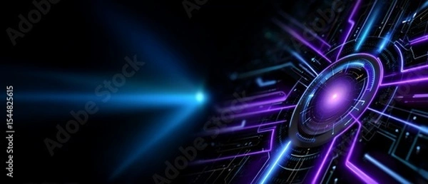 Fototapeta Cybernetic hub pulsates with vibrant energy streams