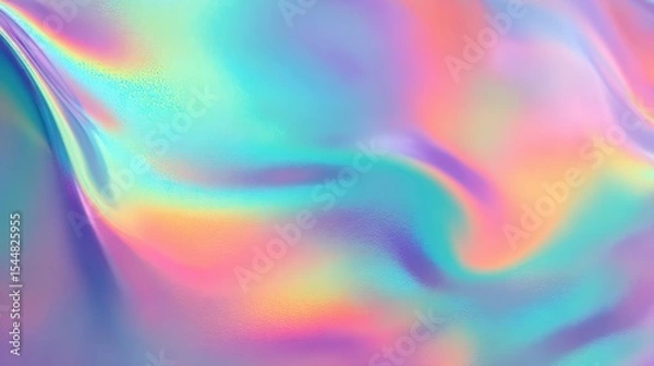 Fototapeta Iridescent Neon Abstract Design Featuring Smooth Gradients of Luminous Colors, Concept of Holographic Background, Art, and Design Industries