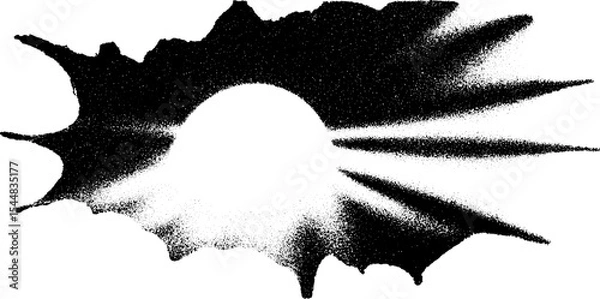 Fototapeta Abstract splattered ink blot in high contrast black and white aesthetic for artistic designs